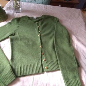 J CREW Cardigan  (Small, Green with Gold Buttons)